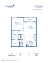 Blueprint Daytona Floor Plan, one bedroom and one bathroom apartment home at Camden Thornton Park Apartments in Orlando, FL