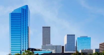 Skyline views of Greenway Plaza from Camden Greenway Apartments in Houston, TX