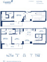 Blueprint of T-B1 Floor Plan at Camden McGowen Station Two Bedroom Townhomes in Midtown Houston