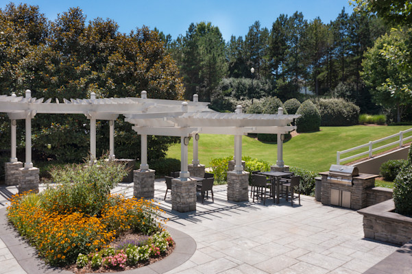 Outdoor grill lounge area