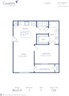 Blueprint of Birch - II Floor Plan, 1 Bedroom and 1 Bathroom at Camden Amber Oaks II Apartments in Austin, TX