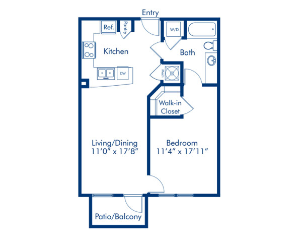 Blueprint of Copacabana Floor Plan, 1 Bedroom and 1 Bathroom at Camden Orange Court Apartments in Orlando, FL