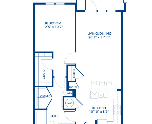 Blueprint of B1-5 Floor Plan, 1 Bedroom and 1 Bathroom at Camden Southline Apartments in Charlotte, NC