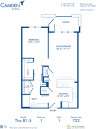 Blueprint of B1-5 Floor Plan, 1 Bedroom and 1 Bathroom at Camden Southline Apartments in Charlotte, NC