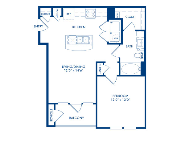 Blueprint of A1 Floor Plan, 1 Bedroom and 1 Bathroom at Camden La Frontera Apartments in Round Rock, TX