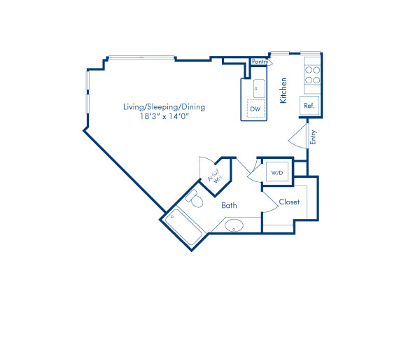Blueprint of Grant Floor Plan, Studio with 1 Bathroom at Camden Potomac Yard Apartments in Arlington, VA