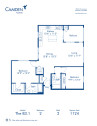 Blueprint of The B3.1 Floor Plan, 2 Bedrooms and 2 Bathrooms at Camden Foothills Apartments in Scottsdale, AZ