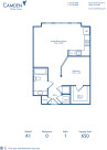 Blueprint of A1 Floor Plan, Studio with 1 Bathroom at Camden Fairfax Corner Apartments in Fairfax, VA