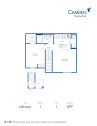 Blueprint of Johnson Floor Plan, 1 Bedroom and 1 Bathroom at Camden Shadow Brook Apartments in Austin, TX