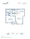 Blueprint of Heron Floor Plan, 1 Bedroom and 1 Bathroom at Camden Preserve Apartments in Tampa, FL