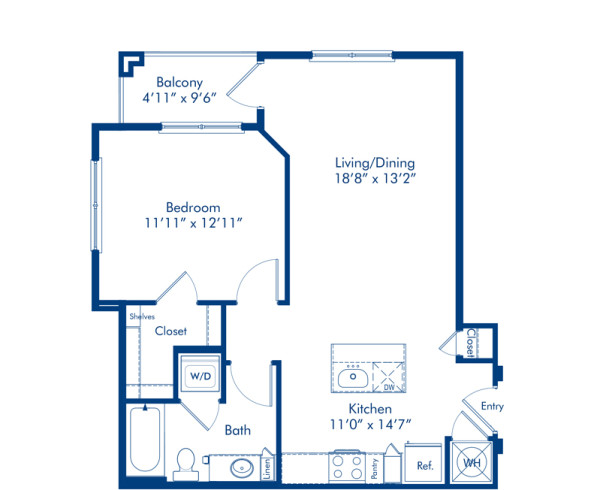 Blueprint of A4.1 Floor Plan, 1 Bedroom and 1 Bathroom at Camden Gallery Apartments in Charlotte, NC