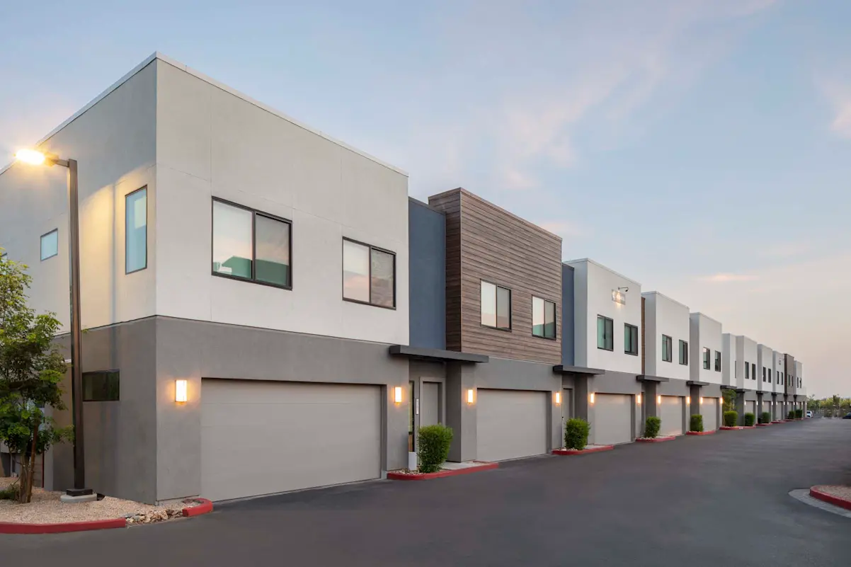 Townhomes with attached garages at Camden North End.