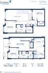 Blueprint of T-B2 Floor Plan at Camden McGowen Station Two Bedroom Townhomes in Midtown Houston