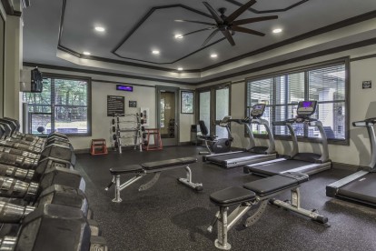 24-Hour Fitness Center with Cardio Machines and Free Weights at Camden Asbury Village in Raleigh, NC