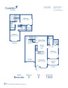 Blueprint of Bermuda Floor Plan, 3 Bedrooms and 2 Bathrooms at Camden Doral Villas Apartments in Doral, FL