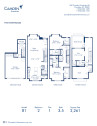 Blueprint of B1 Floor Plan, 2 bedroom and 3.5 bathroom apartment home at Camden Grandview Townhomes in Charlotte, NC