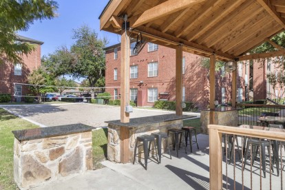 Gazebo with sand volleyball