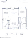 Blueprint of 2.2C Floor Plan, 2 Bedrooms and 2 Bathrooms at Camden Cotton Mills Apartments in Charlotte, NC