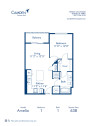 Blueprint of Amelia Floor Plan, one bedroom and one bathroom apartment home at Camden Thornton Park Apartments in Orlando, FL
