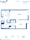 Blueprint of A12 Floor Plan, 1 Bedroom and 1 Bathroom at Camden South Capitol Apartments in Washington, DC