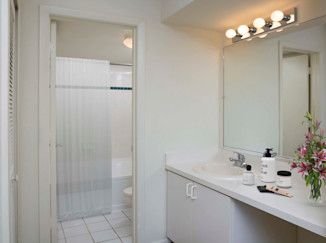 Apartment home bathroom at Camden Plantation in Plantation, FL.