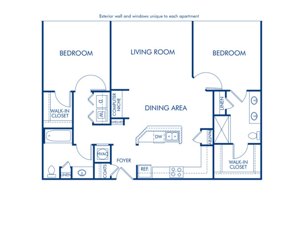 Blueprint of Brave Floor Plan, 2 Bedrooms and 2 Bathrooms at Camden Midtown Atlanta Apartments in Atlanta, GA