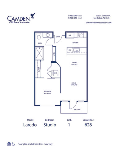 Camden Old Town Scottsdale apartments in Scottsdale, AZ studio floor plan Laredo