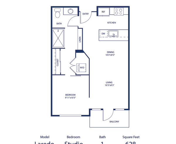 Camden Old Town Scottsdale apartments in Scottsdale, AZ studio floor plan Laredo