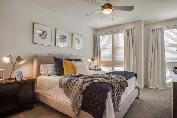 Villas bedroom with large windows