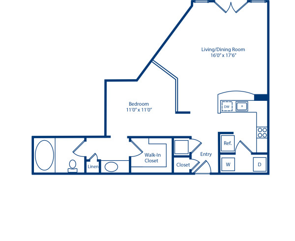 Blueprint of A4.1 Floor Plan, Studio with 1 Bathroom at Camden Fairfax Corner Apartments in Fairfax, VA