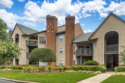 Traditional style building exteriors at Camden Foxcroft in Charlotte North Carolina