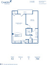 Blueprint of A3 Floor Plan, 1 Bedroom and 1 Bathroom at Camden Fairfax Corner Apartments in Fairfax, VA