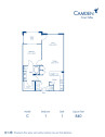 Blueprint of C Floor Plan, 1 Bedroom and 1 Bathroom at Camden Crown Valley Apartments in Mission Viejo, CA