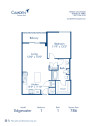 Edgewater Floor Plan, one bedroom and one bathroom apartment home at Camden Thornton Park Apartments in Orlando, FL