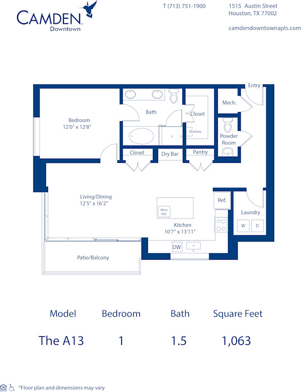 A13 Blueprint at Camden Downtown apartments in Downtown Houston, TX