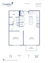 Blueprint of B Floor Plan, 1 Bedroom and 1 Bathroom at Camden Henderson Apartments in Dallas, TX