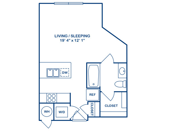 Blueprint of 0A5 Floor Plan, Studio with 1 Bathroom at Camden Monument Place Apartments in Fairfax, VA