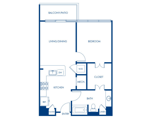 Blueprint of A4 Floor Plan, 1 Bedroom and 1 Bathroom at Camden Music Row Apartments in Nashville, TN