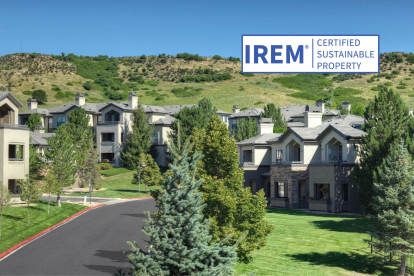 Camden Denver West is an IREM Certified Sustainable Property. Beautiful mountain view at Camden Denver West Apartments in Golden, CO