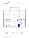 Blueprint of Miller Floor Plan, 2 Bedrooms and 2 Bathrooms at Camden Design District Apartments in Dallas, TX