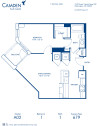 Blueprint of A02 Floor Plan, 1 Bedroom and 1 Bathroom at Camden South Capitol Apartments in Washington, DC