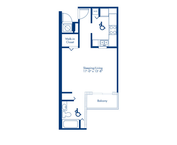 Blueprint of Siesta Floor Plan, Studio with 1 Bathroom at Camden Brickell Apartments in Miami, FL