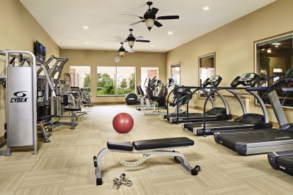 Fitness center with cardio and strength training equipment