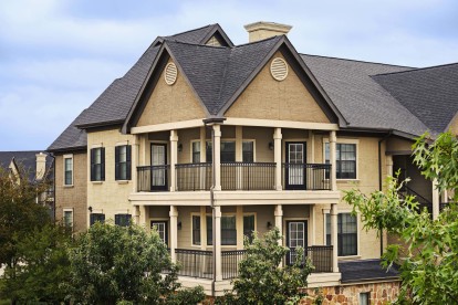 Building exterior showing wrap around balconies