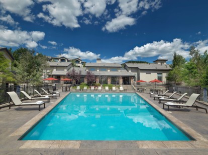Resort style swimming pool  at Camden Denver West Apartments in Golden, CO