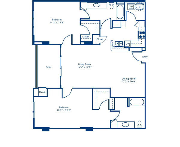 The Buckhead floor plan, 2 bed, 2 bath, 13919 sq ft accessible apartment home at Camden Grandview Apartments in Charlotte, NC
