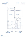 Blueprint of The A4B, 1 bedroom 1 bathroom floor plan at Camden Washingtonian Apartments in Gaithersburg, MD