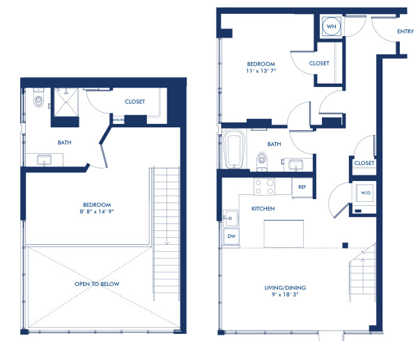 Blueprint of B18L Floor Plan, 2 Bedrooms and 2 Bathrooms at Camden South Capitol Apartments in Washington, DC
