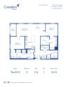 Blueprint of The B10 Floor Plan, 2 Bedrooms and 2.5 Bathroom with Flex Space at Camden Hillcrest Apartments in San Diego, CA