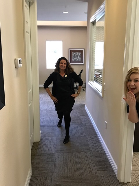 Amy doing hallway lunges